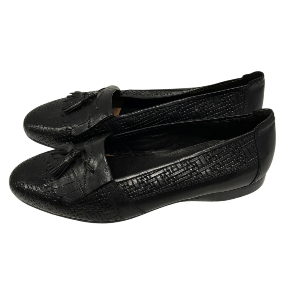 NEW Ennesi Italy Black Leather‎ Loafers  SZ 8.5
